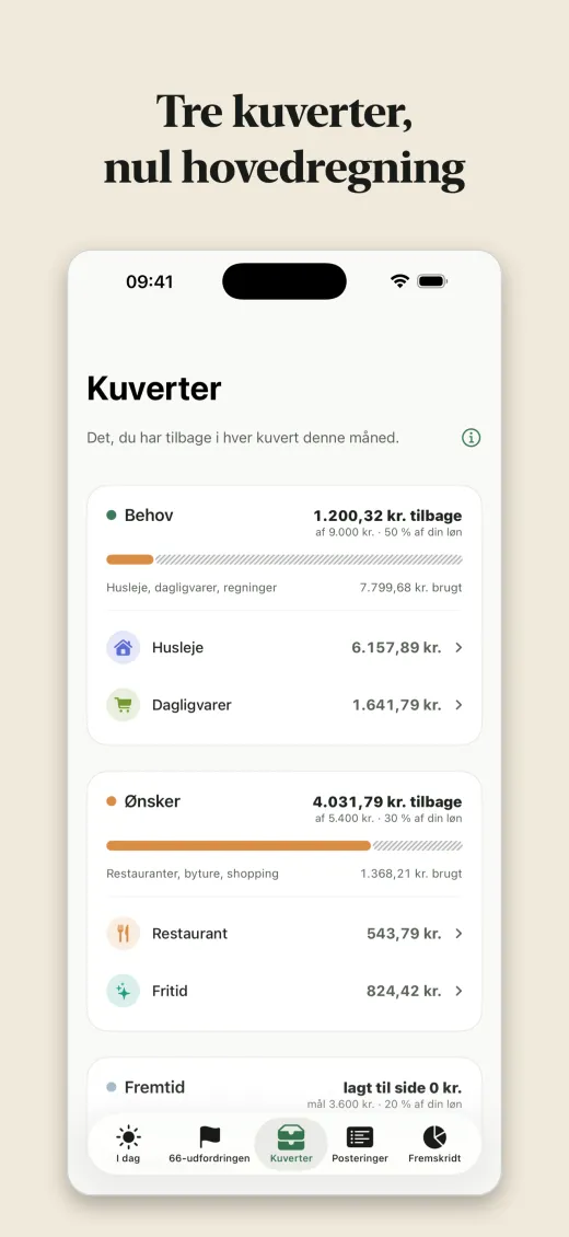 Tre kuverter, nul hovedregning