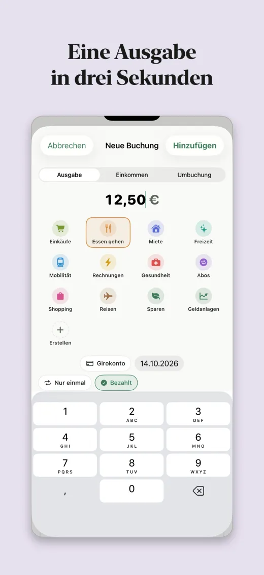 Eine Ausgabe in drei Sekunden