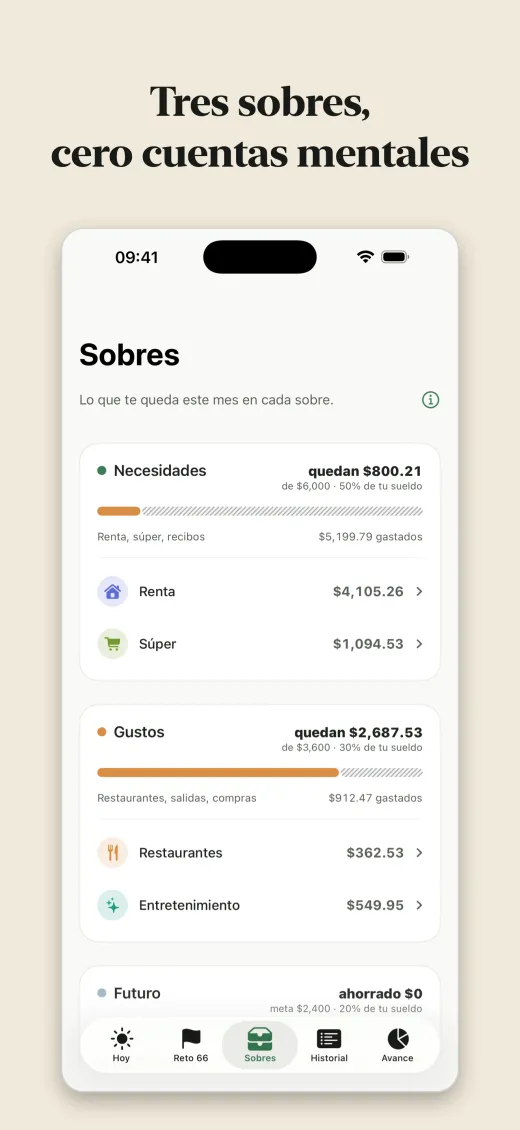 Tres sobres, cero cuentas mentales
