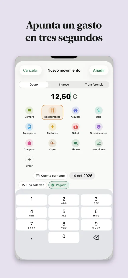 Apunta un gasto en tres segundos