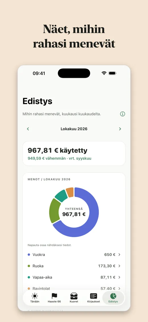 Näet, mihin rahasi menevät