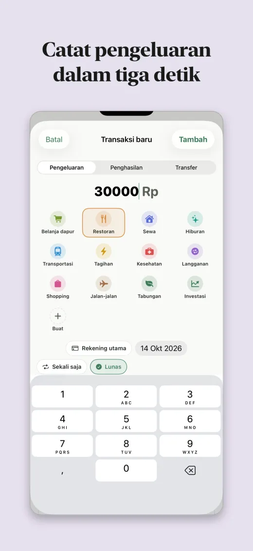 Catat pengeluaran dalam tiga detik