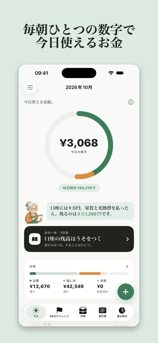 毎朝ひとつの数字で 今日使えるお金