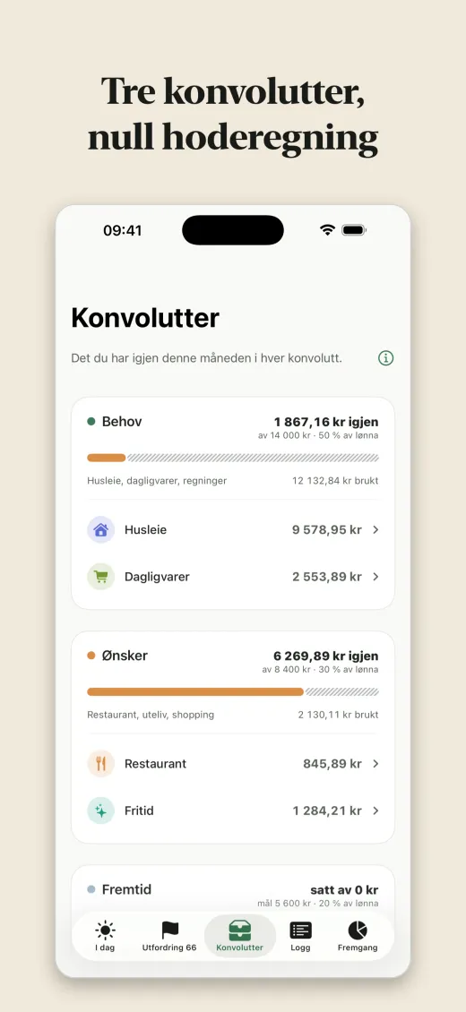 Tre konvolutter, null hoderegning
