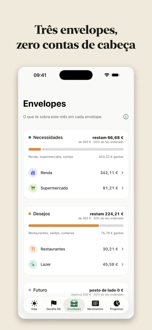 Três envelopes, zero contas de cabeça