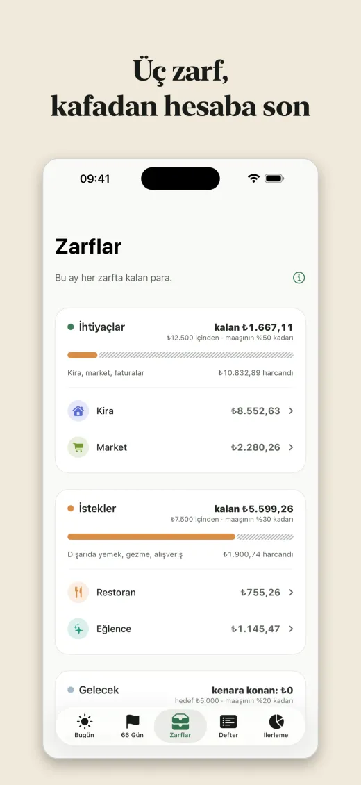 Üç zarf, kafadan hesaba son