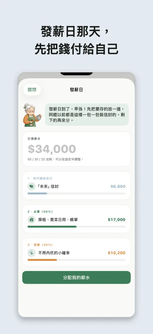 發薪日那天， 先把錢付給自己